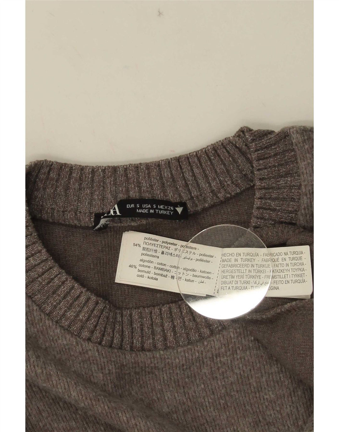 Zara Womens Oversized Crew Neck Jumper Sweater UK 10 Small Grey Polyester