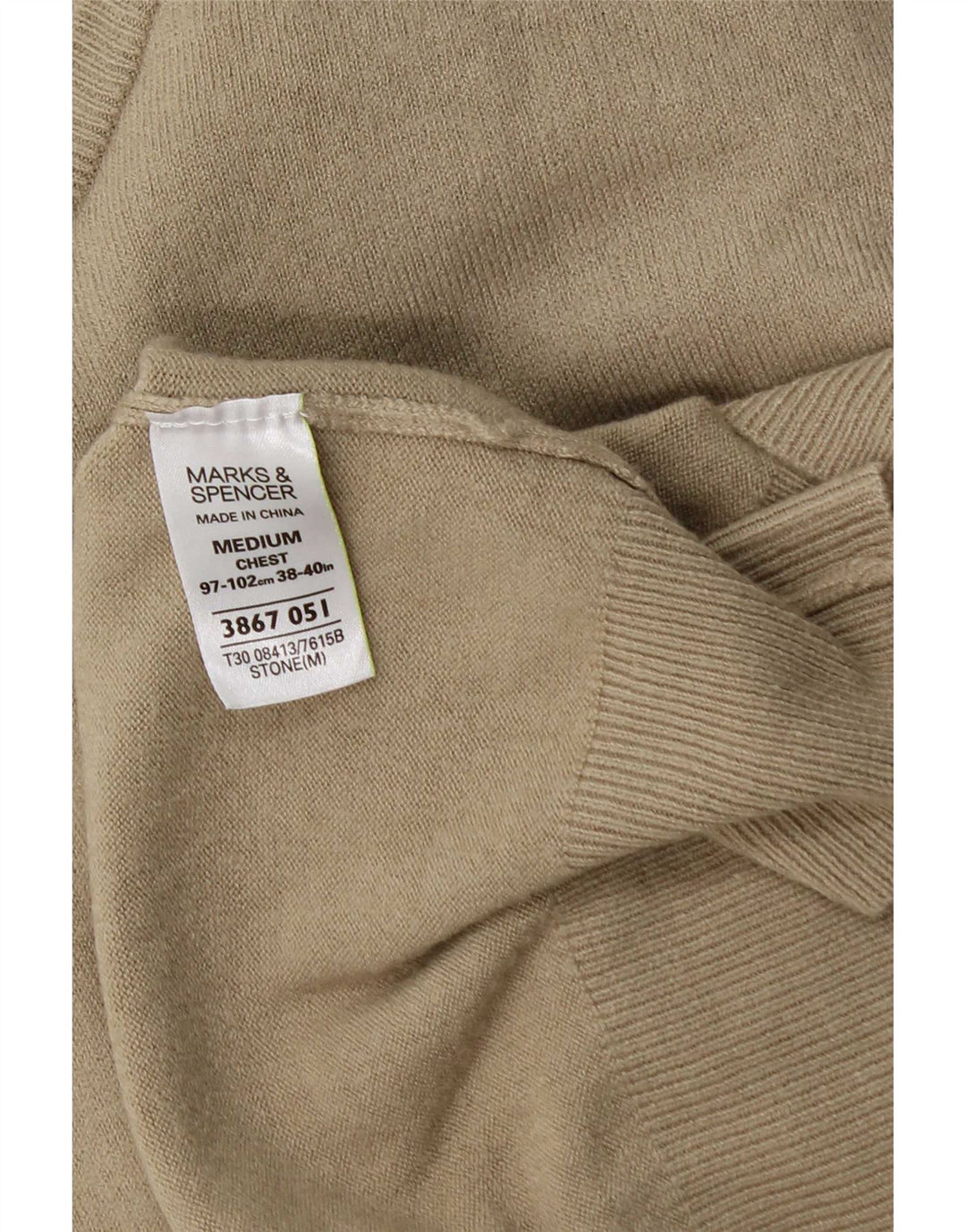 Marks & Spencer Herren Blue Harbor V-Ausschnitt Pullover Pullover Mittelbeige