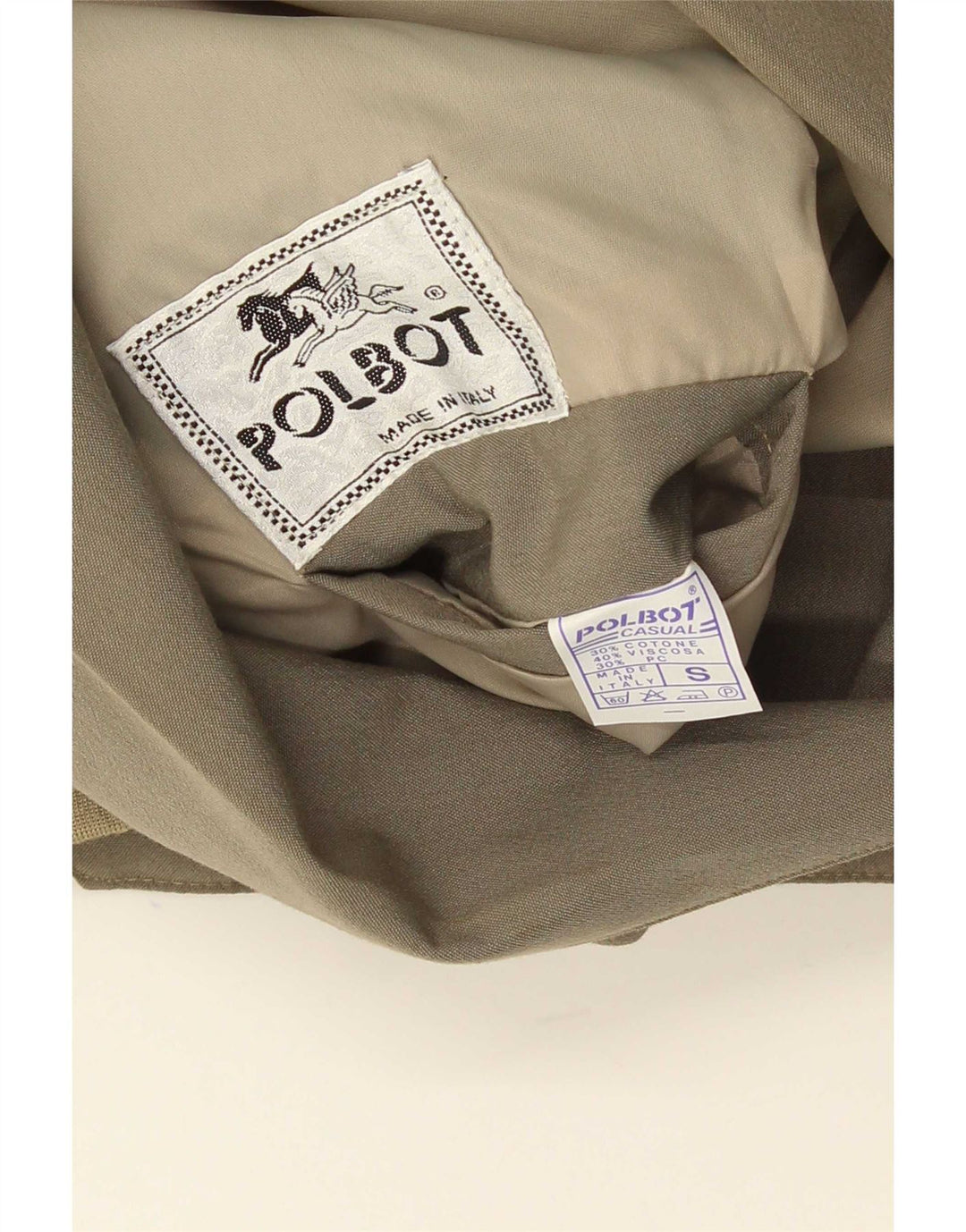Polbot Mens Loose Fit Bomber Jacket UK 36 Small Khaki Cotton