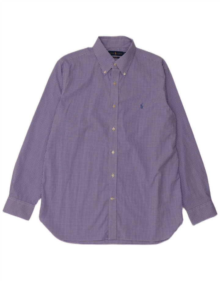 Camicia da uomo Ralph Lauren taglia 16 1/2 grande cotone a quadretti blu