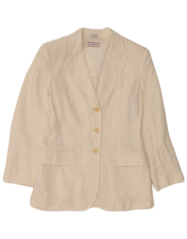 Max & Co. Damen-Blazerjacke mit 3 Knöpfen, Gr. 8, Größe S, Weiß, Leinen