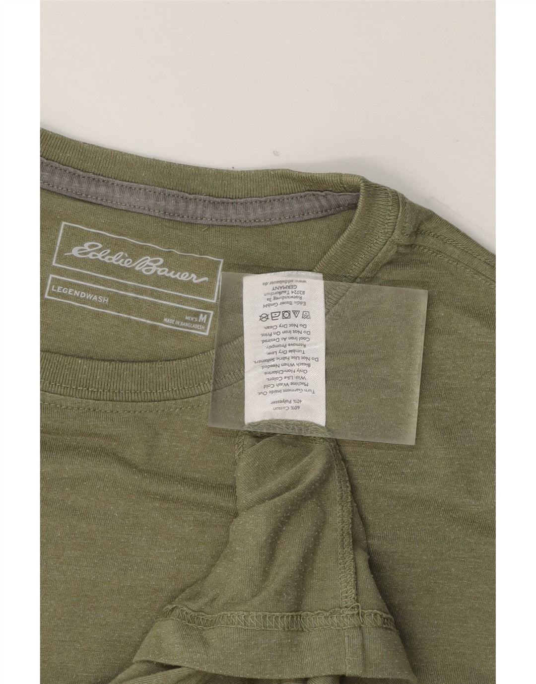 EDDIE BAUER Mens T-Shirt Top Medium Khaki Cotton Vintage Eddie Bauer and Second-Hand Eddie Bauer from Messina Hembry 