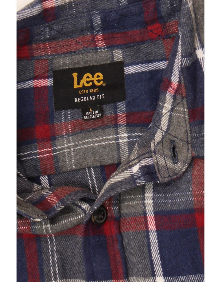 LEE Mens Regular Fit Flannel Shirt Large Grey Check Cotton Vintage Lee and Second-Hand Lee from Messina Hembry 