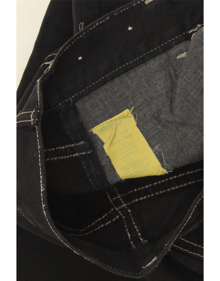 Wrangler Mens Straight Jeans W34 L34 Black Cotton
