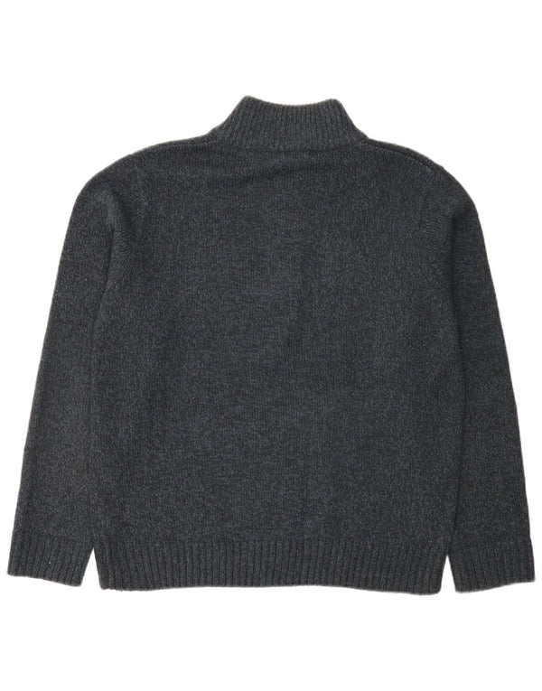Marks & Spencer Mens Button Neck Jumper Sweater Large Navy Blue Flecked