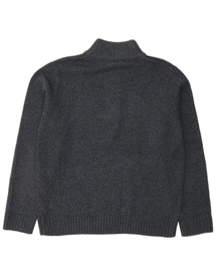 Marks & Spencer Mens Button Neck Jumper Sweater Large Navy Blue Flecked