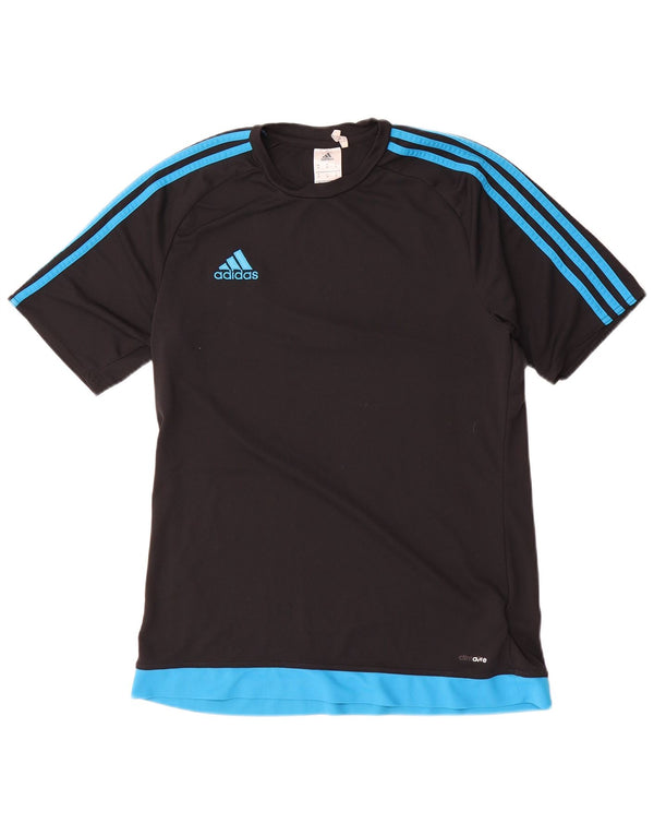 Adidas Herre Climalite T-Shirt Top Medium Sort Colourblock Polyester