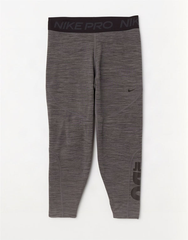 Nike Ženske Dri Fit Graphic Crop Leggings UK 14 Large Grey Colourblock
