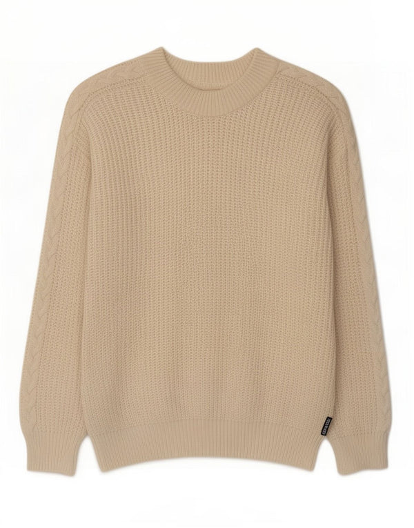 Zeta Zukki Herren-Pullover mit Rundhalsausschnitt, Größe 52, groß, gebrochenes weißes Acryl