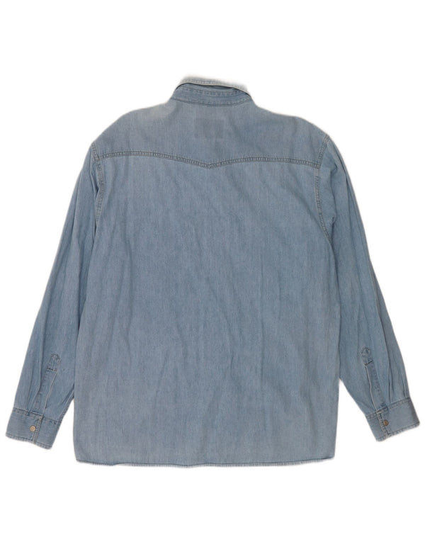 Vintage Mens Denim Shirt Large Blue Cotton