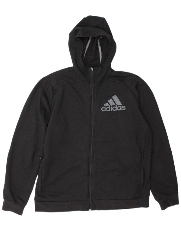 Adidas Mens Graphic Zip Hoodie Sweater XL Grey Polyester