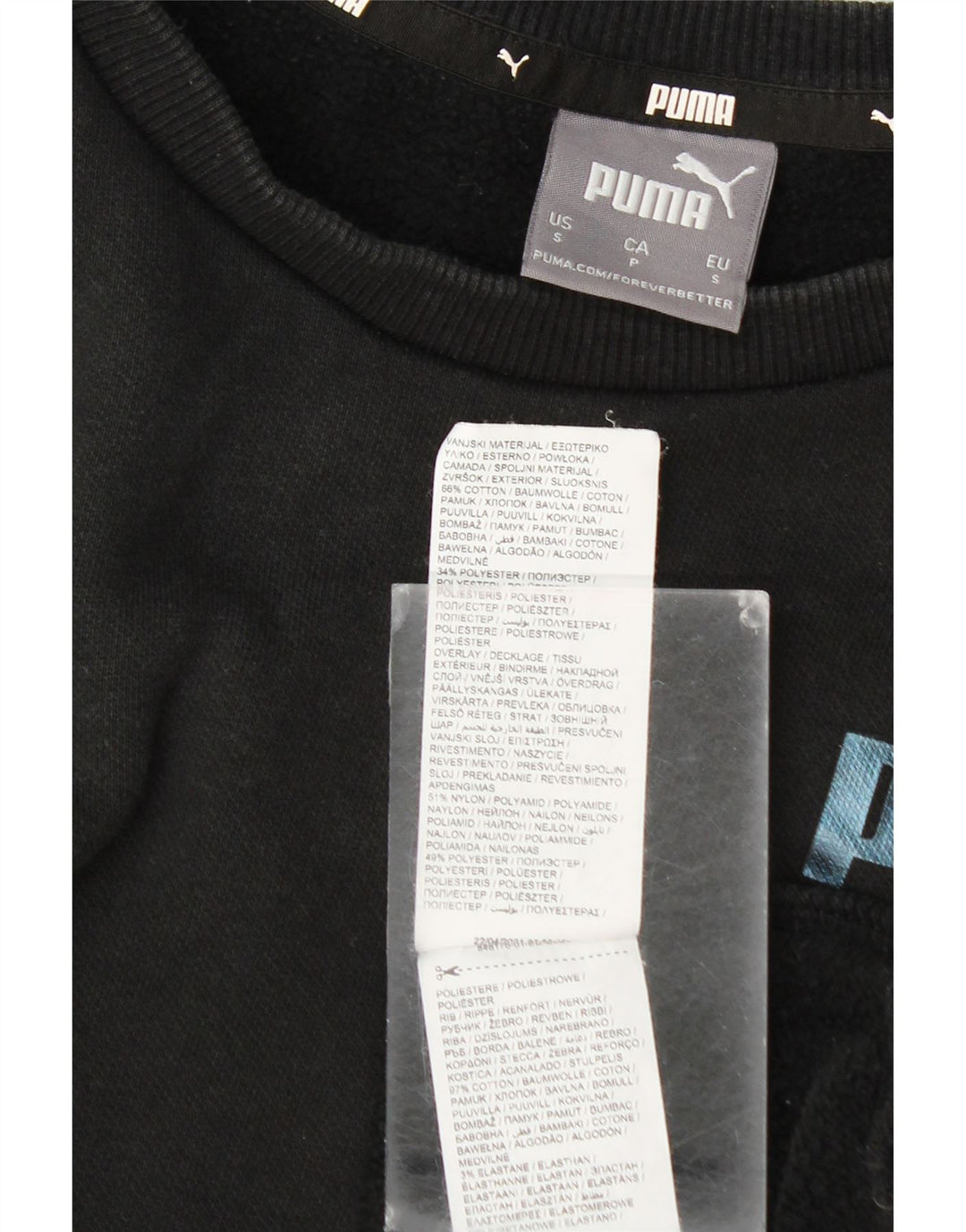 Puma Mens Graphic Sweatshirt Jumper Small Black Colourblock Cotton