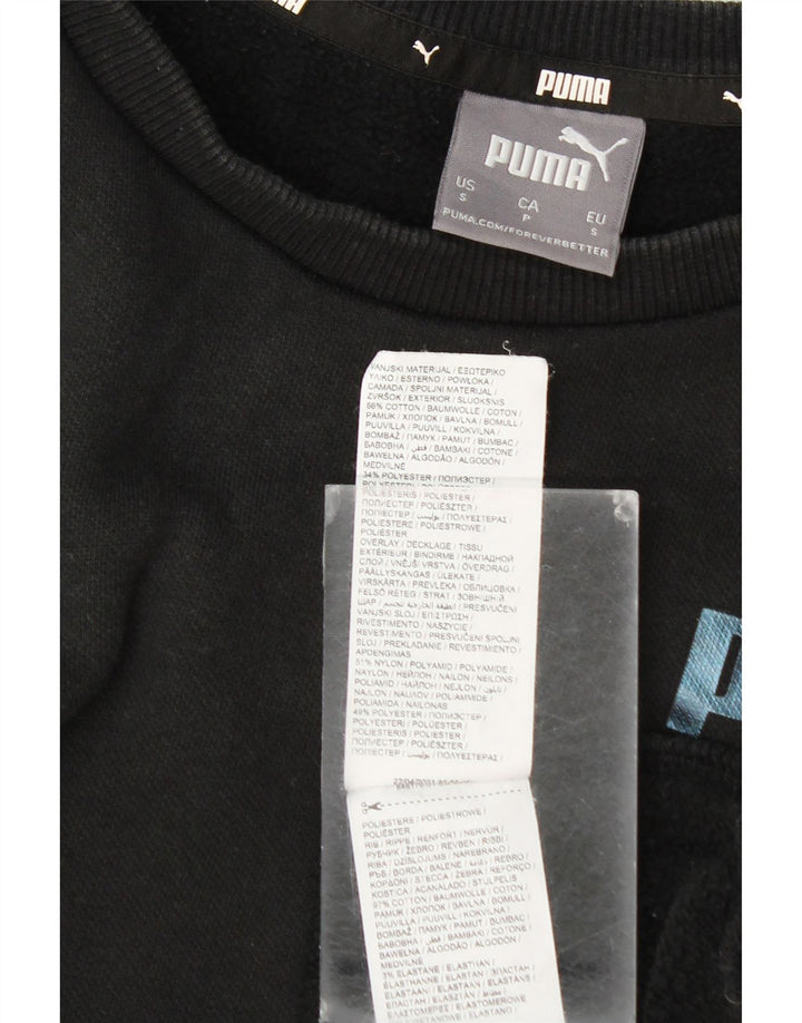 Puma Mens Graphic Sweatshirt Jumper Small Black Colourblock Cotton
