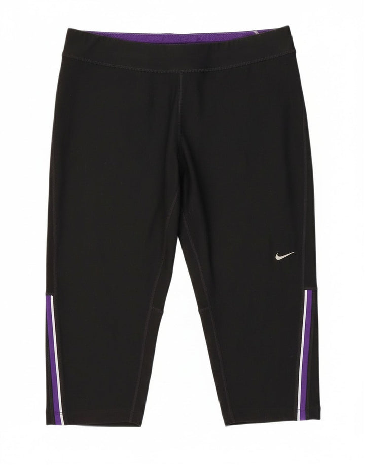 Nike Womens Dri Fit Bermuda Sport Shorts UK 14 Large Black Polyester
