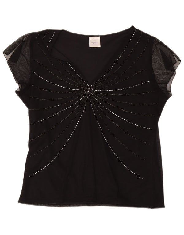 Agenda Chemisier Femme Top UK 16 Large Noir Polyester