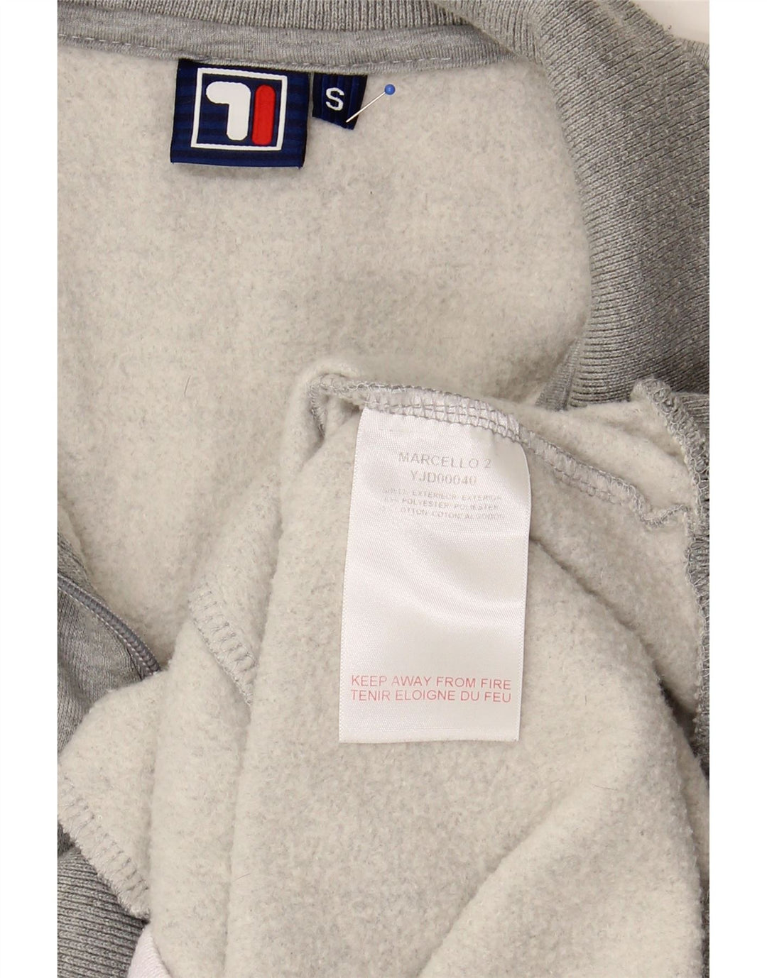 FILA Mens Zip Hoodie Sweater Small Grey Cotton