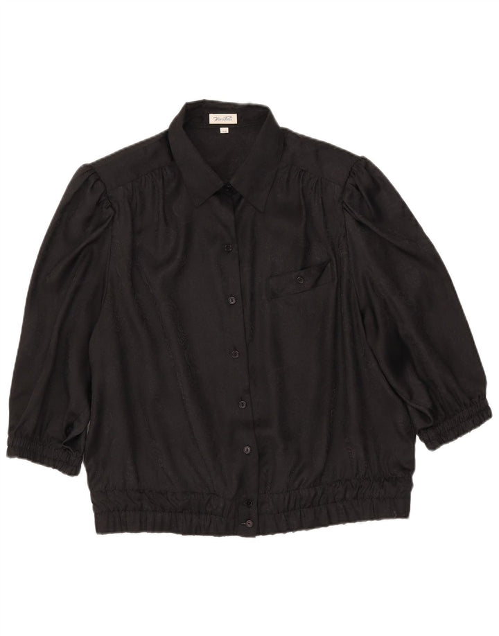 Marco Pecci Womens 3/4 Sleeve Shirt Blouse IT 44 Medium Black Polyester