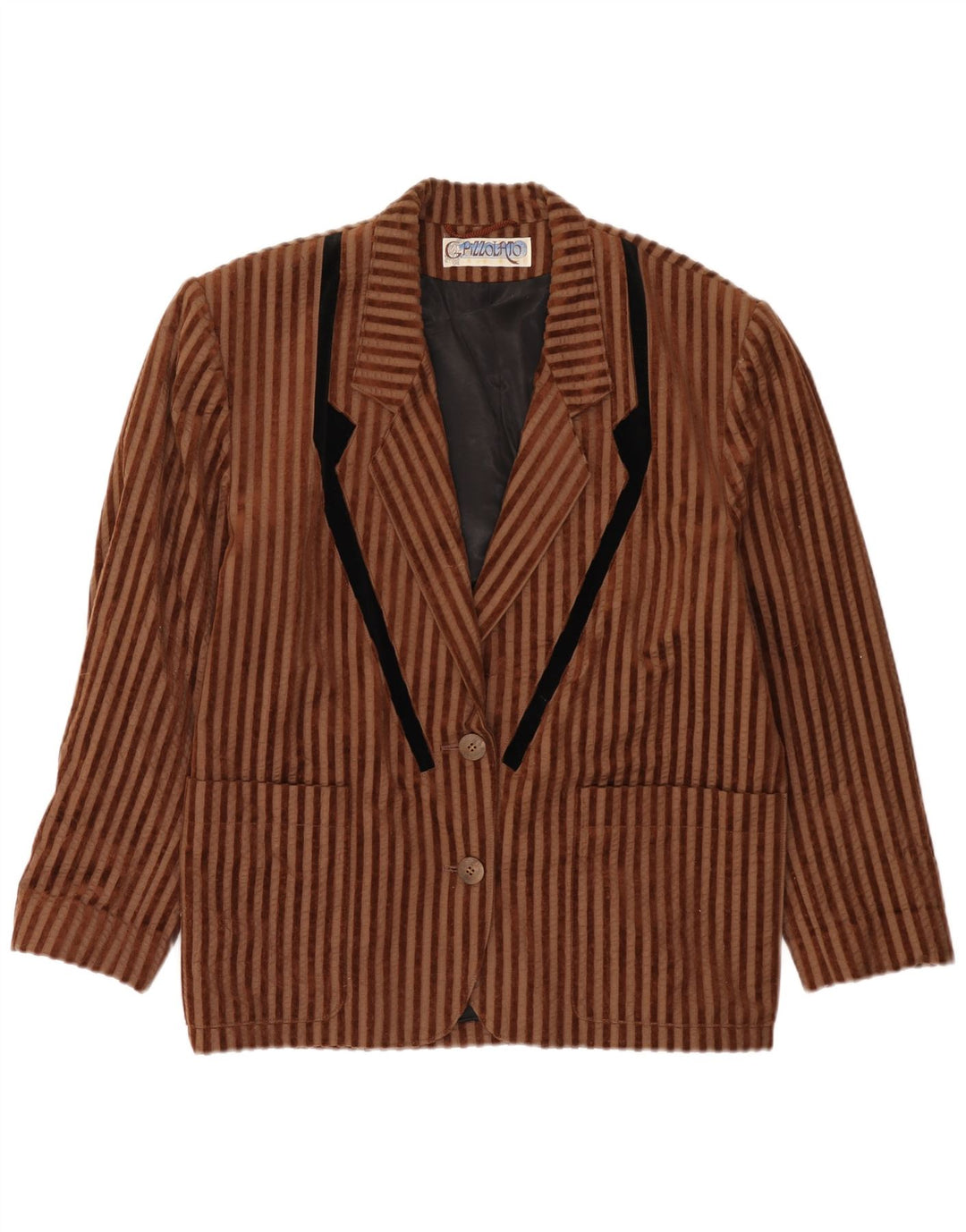 Vintage Womens 2 Button Oversized Blazer Jacket EU 40 Medium Brown Striped