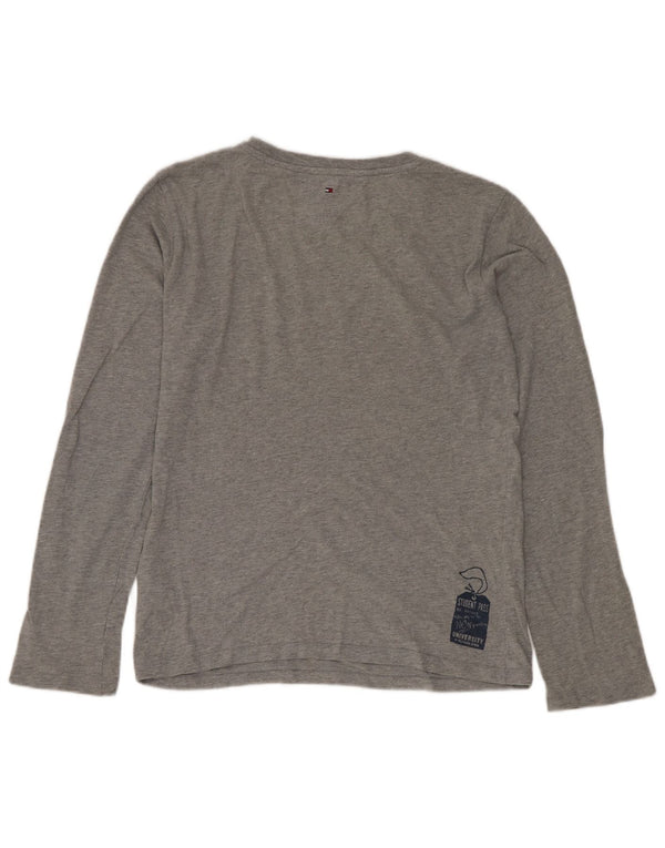 Tommy Hilfiger Boys Graphic Top Long Sleeve 11-12 Years Grey Cotton