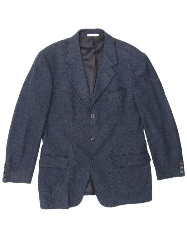 Giacca blazer da uomo a 3 bottoni Valentino UK 38 media blu navy a spina di pesce