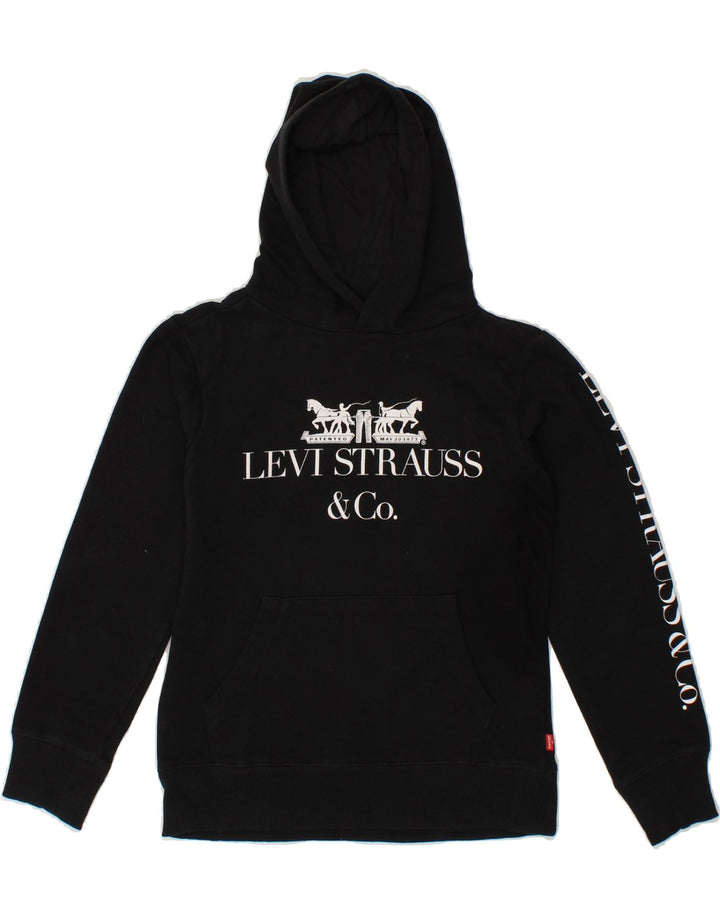 LEVI'S Boys Graphic Hoodie Jumper 13-14 Years Black Cotton Vintage Levi's and Second-Hand Levi's from Messina Hembry 