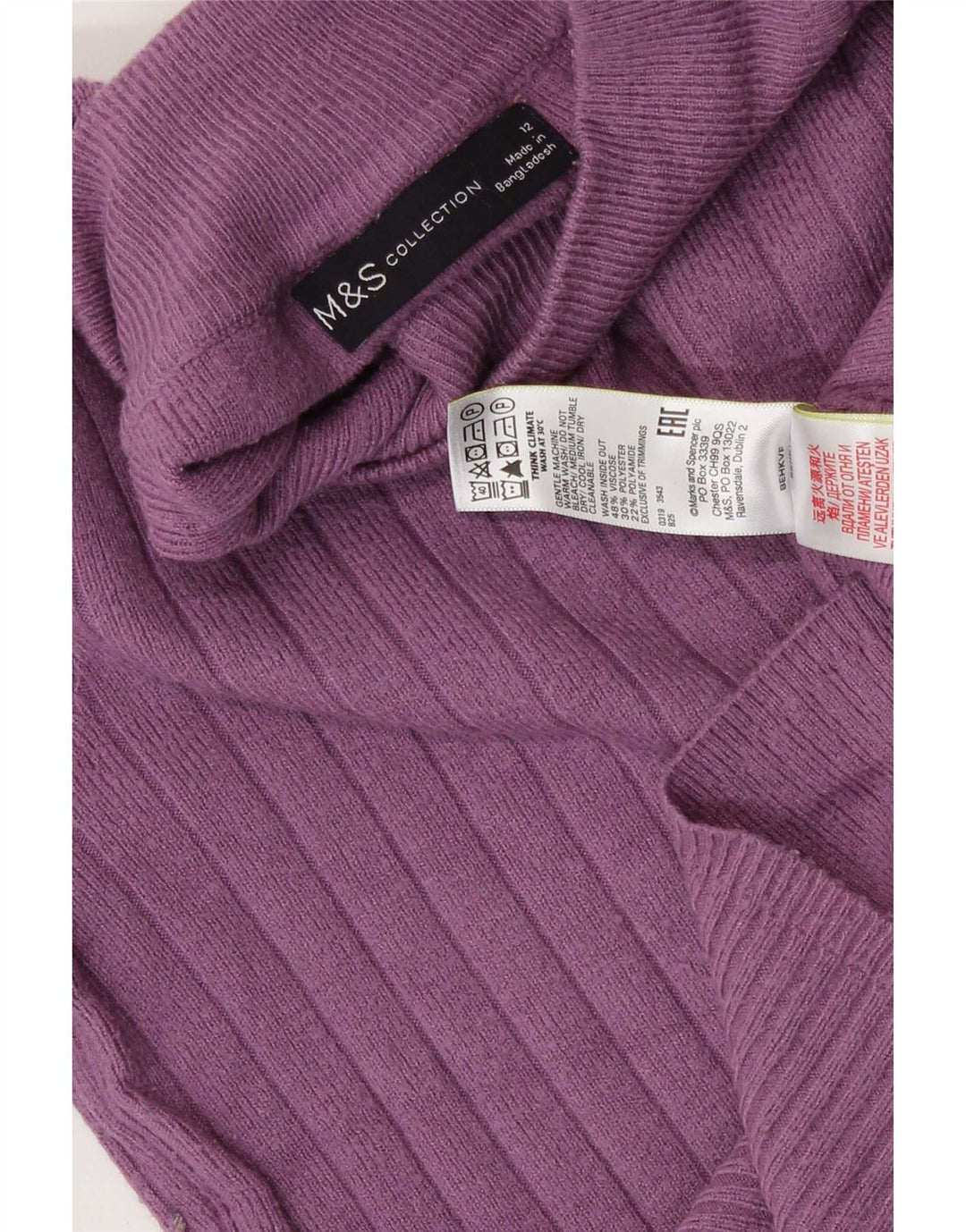 Marks & Spencer Damen-Pullover mit Rollkragen, UK 12, Mittelviolett