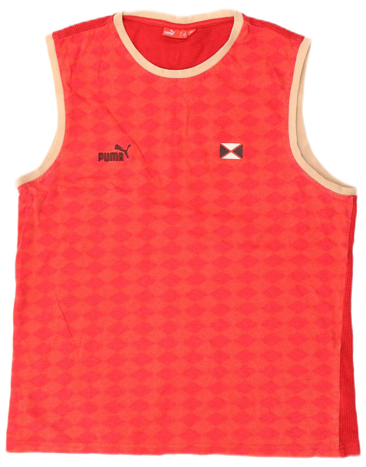 Puma Mens Graphic Vest Top Large Red Geometric Cotton