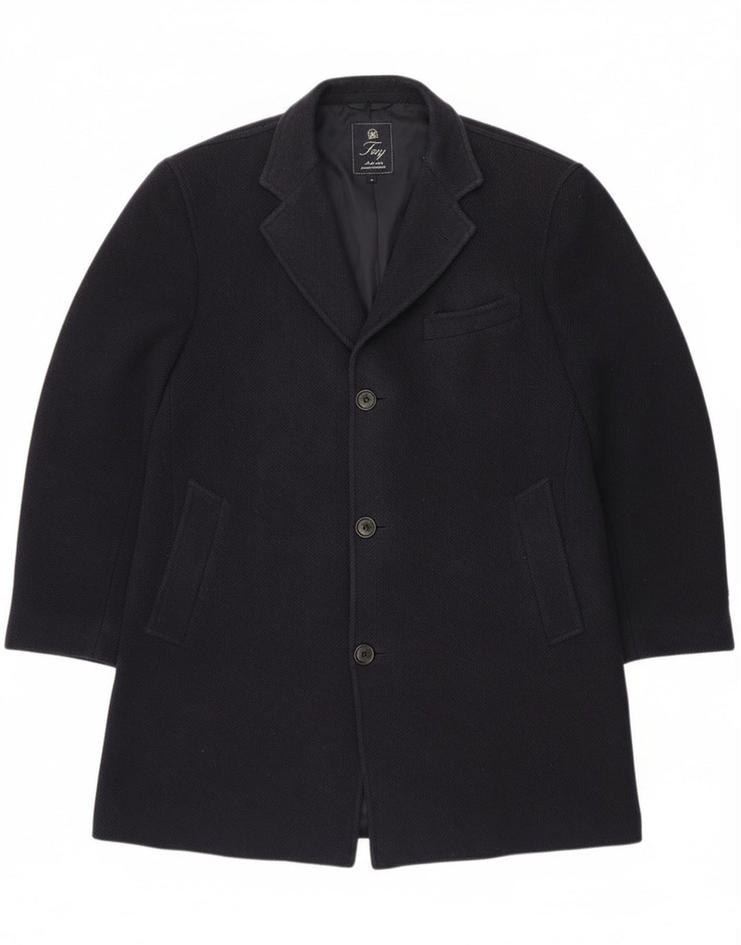 Fay Mens Overcoat UK 40 Large Navy Blue Virgin Wool