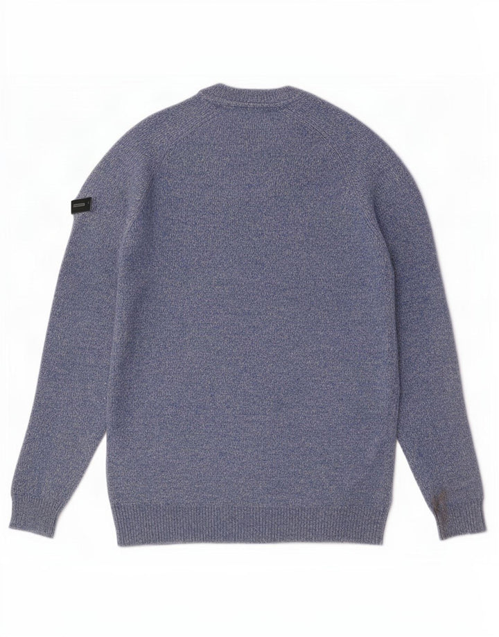 Superdry Mens Crew Neck Jumper Sweater Medium Blue Flecked Lambswool