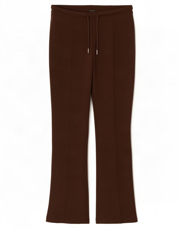 Zara Pantalon de survêtement évasé pour femme UK 14 Large Marron Coton