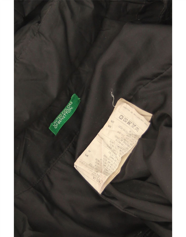 Benetton Womens Hooded Padded Coat UK 16 Large Black Polyamide