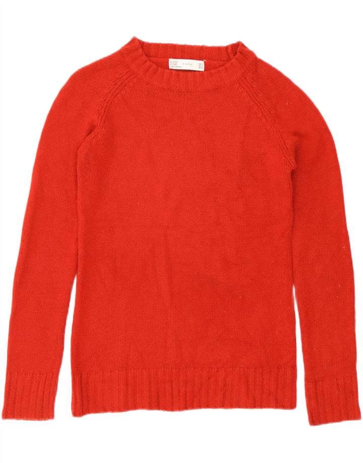 Zara Dame Boat Neck Jumper Sweater UK 12 Medium Red