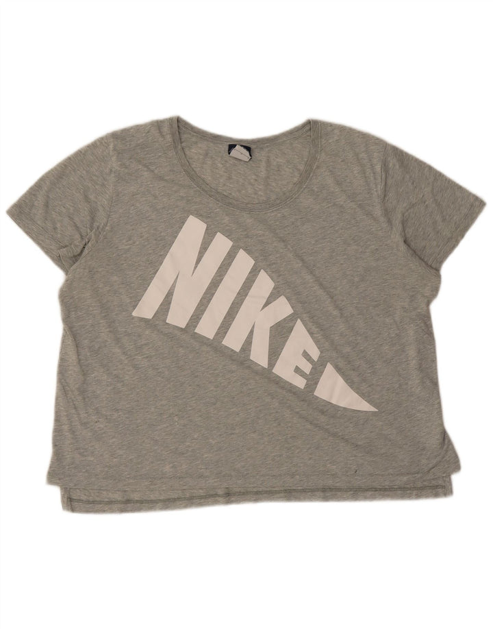 Nike Womens Oversized Graphic T-Shirt Top UK 16 Large Grey Flecked