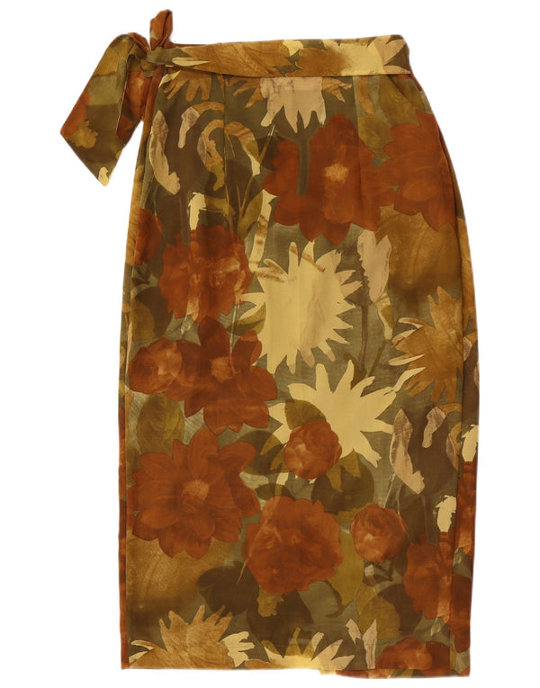 Vintage Γυναικεία Wrap Φούστα IT 44 Medium W28 Brown Floral Polyester