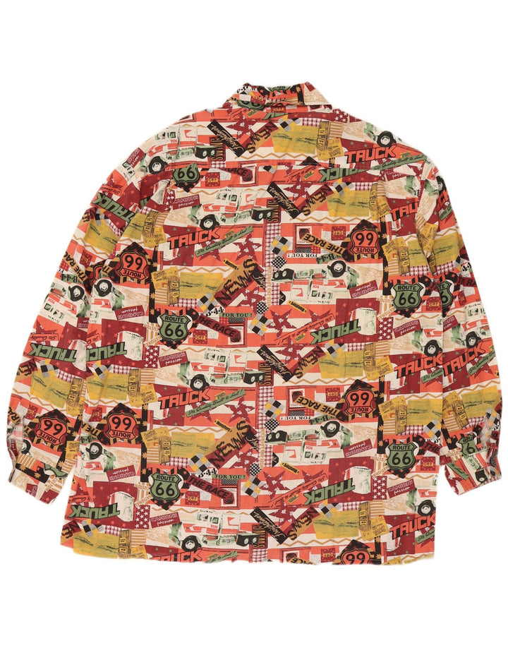 VINTAGE Camisa con estampado abstracto para hombre 2XL Multicolor