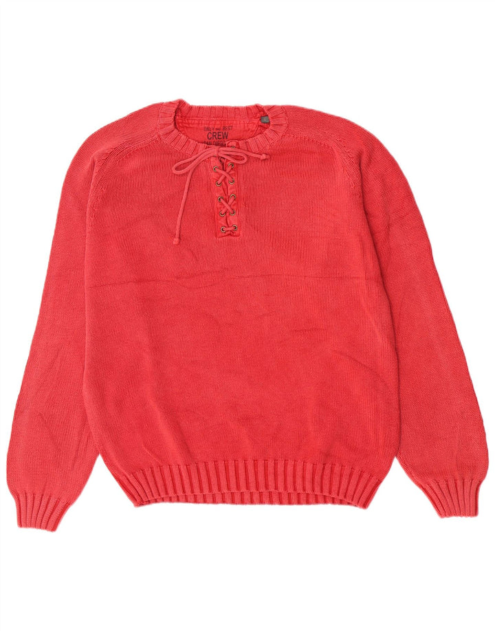 Pullover mit Rundhalsausschnitt für Herren, groß, aus roter Baumwolle