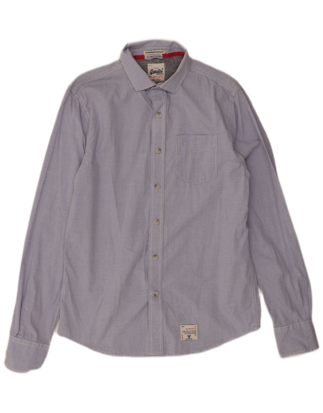 Superdry Mens Shirt Large Blue Pinstripe Cotton
