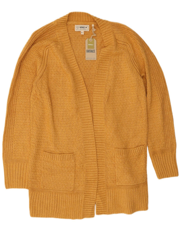 Fat Face Damen Longline Open Cardigan Pullover UK 12 Mittelgelbe Viskose