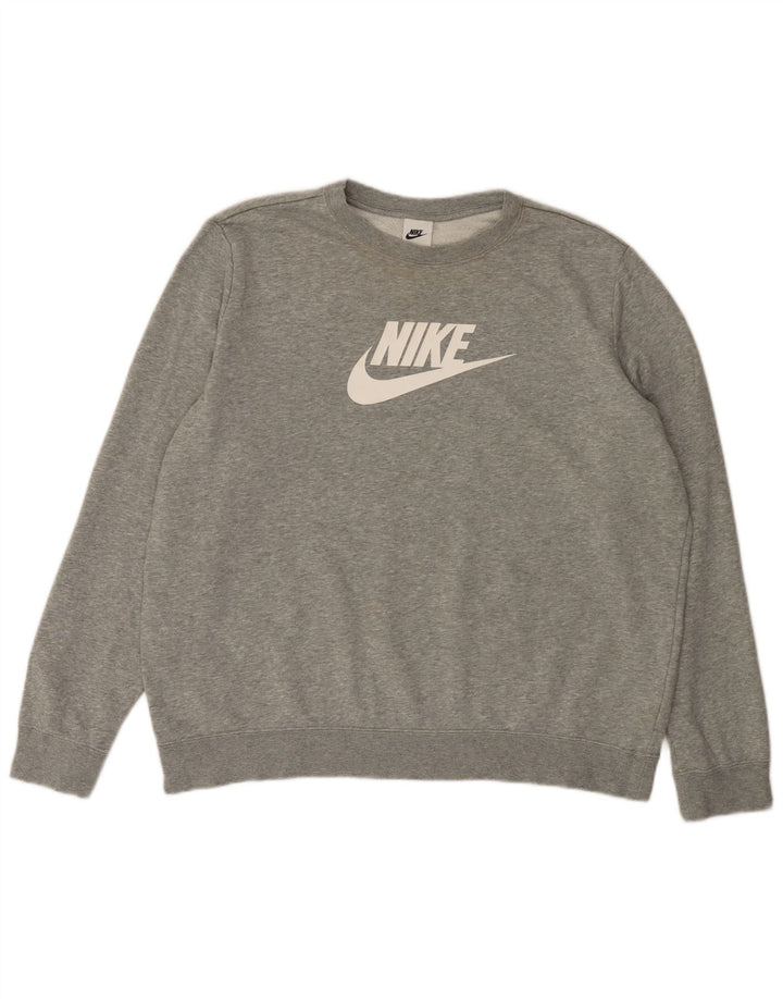 Nike Womens Graphic Oversized Sweatshirt Jumper UK 18 XL Grey Flecked