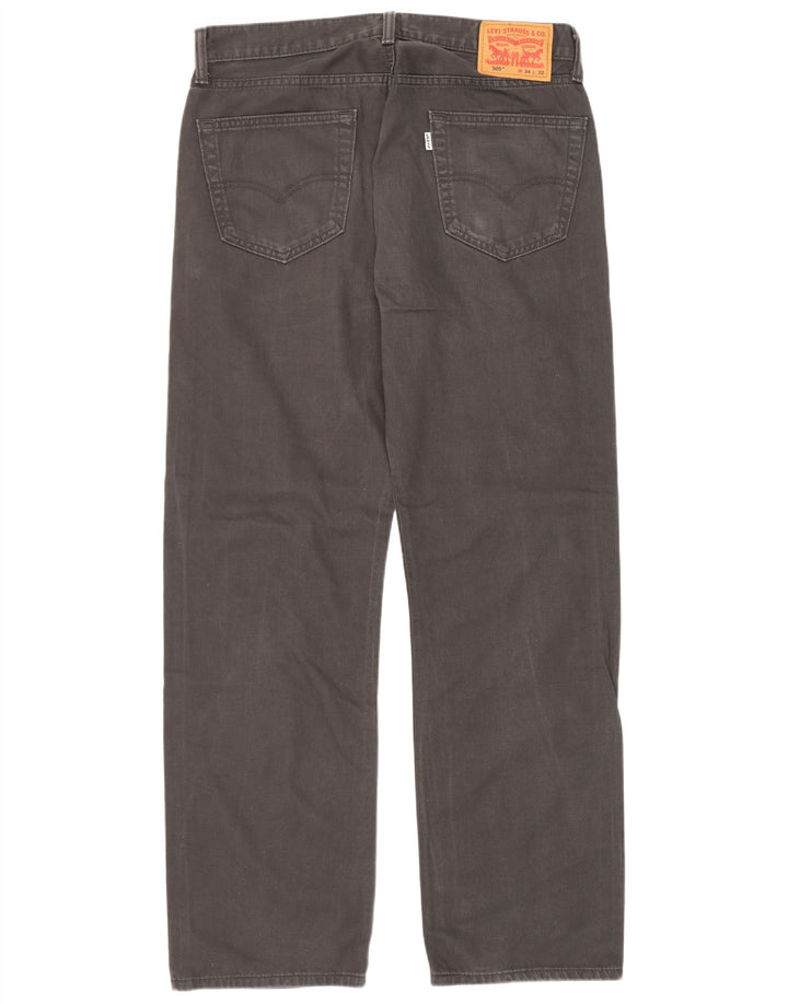 Levi's Mens 505 Straight Jeans W34 L32 Grey Cotton