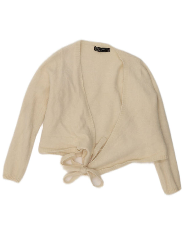 Pulover cardigan înfășurat pentru femei Zara UK 14 Lână mare bej