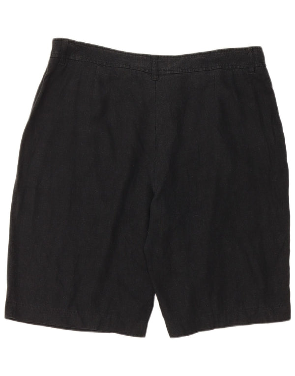 Marks & Spencer Womens Casual Shorts UK 16 Large W34 Black Linen