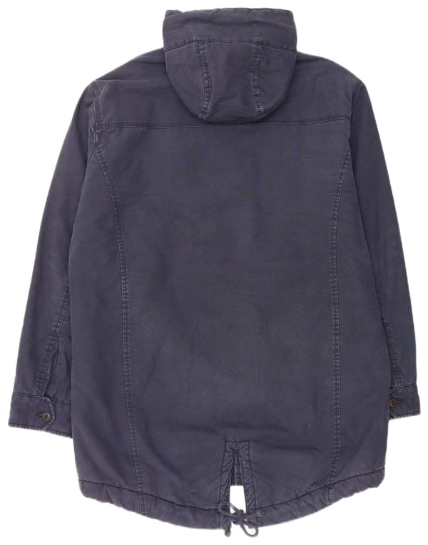 Jack & Jones Mens Hooded Sherpa Parka Jacket UK 42 XL Navy Blue Cotton