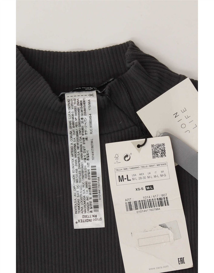 Zara Femme Crop Débardeur UK 12 Gris Moyen Polyamide