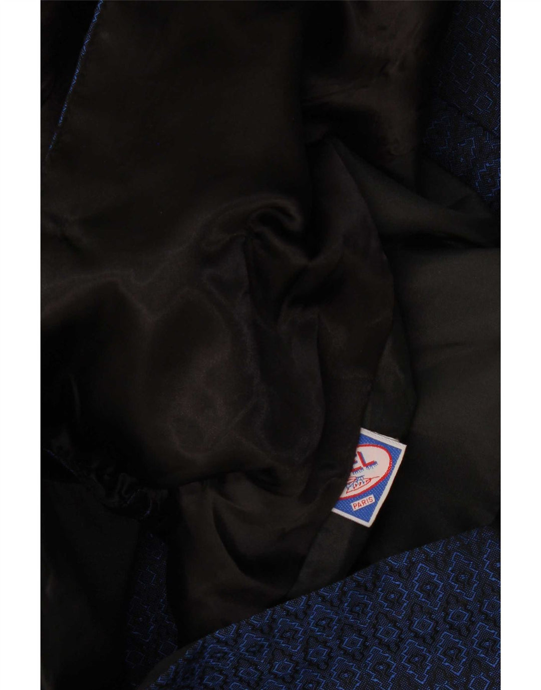 Vintage Womens Double Breasted Coat UK 16 Large Navy Blue Geometric
