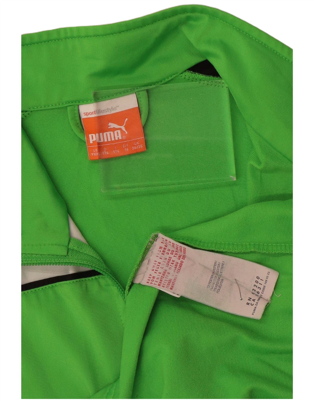 Jachetă de trening PUMA pentru băieți 15-16 ani, verde, poliester color bloc