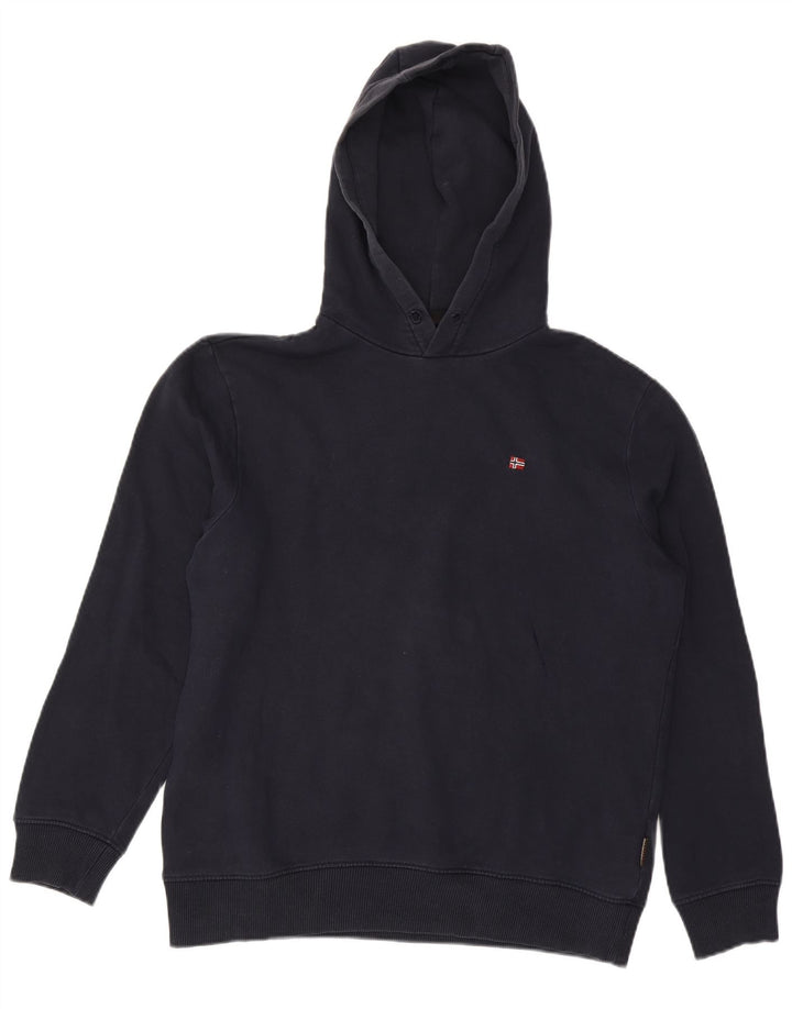 Napapijri Mens Hoodie Jumper Medium Navy Blue Cotton