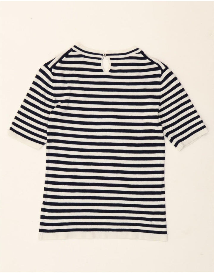 Zara Womens T-Shirt Top UK 12 Medium Navy Blue Striped