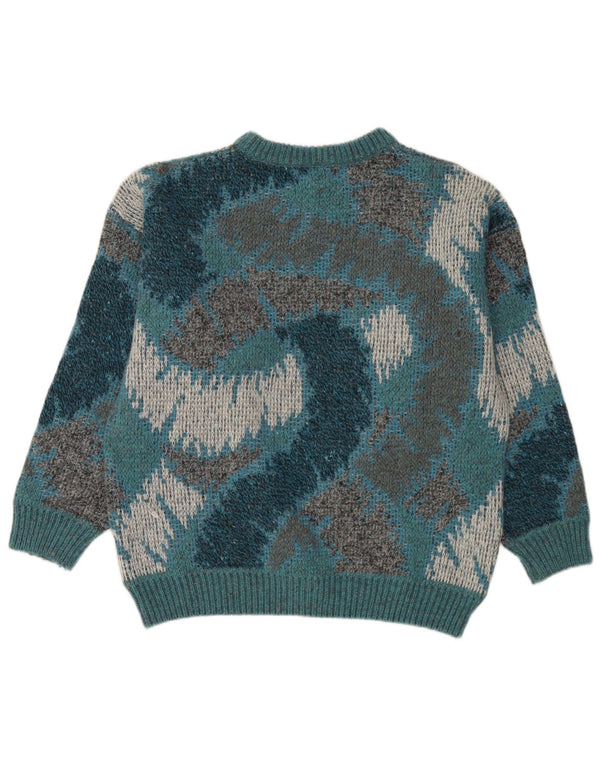 4 Castella Mens Boat Neck Jumper Sweater Large Blue Colourblock Acrylic