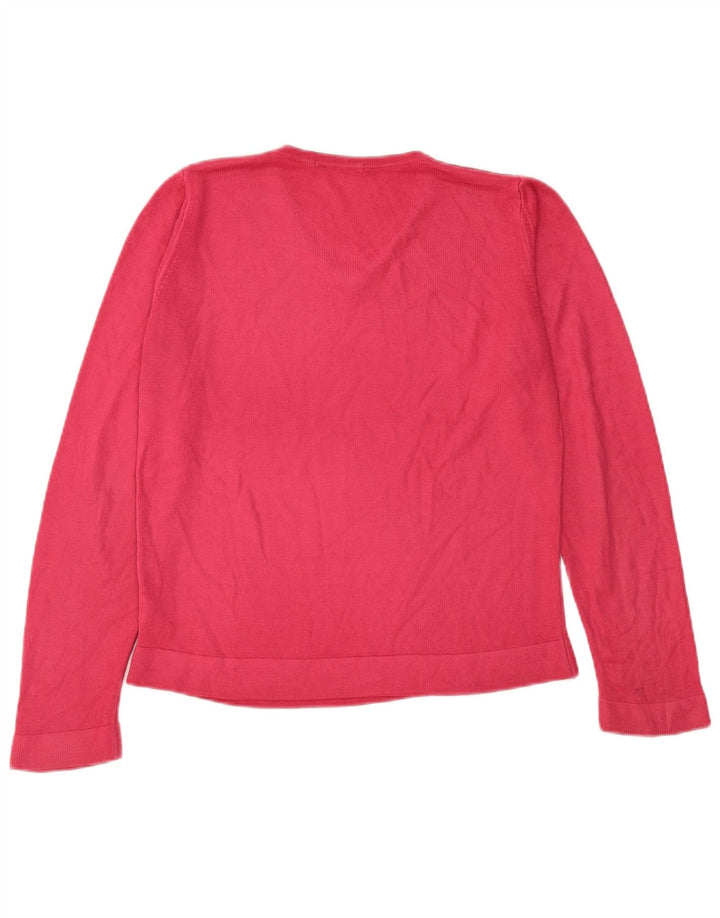 Marks & Spencer Womens V-Neck Jumper Sweater UK 12 Medium Pink Acrylic